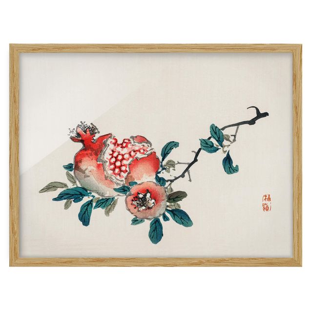 Obrazy w ramie vintage Rysunki azjatyckie Vintage Pomegranate