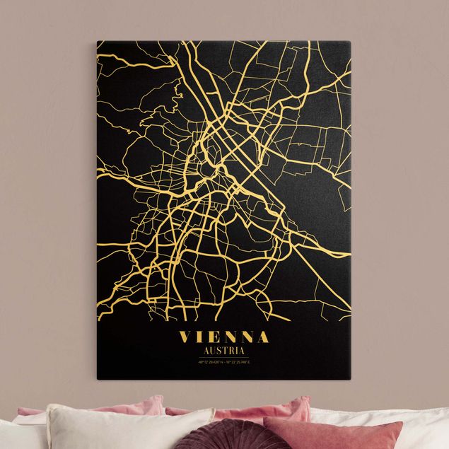 Obrazy powiedzenia Mapa miasta Vienna - Klasyczna Black