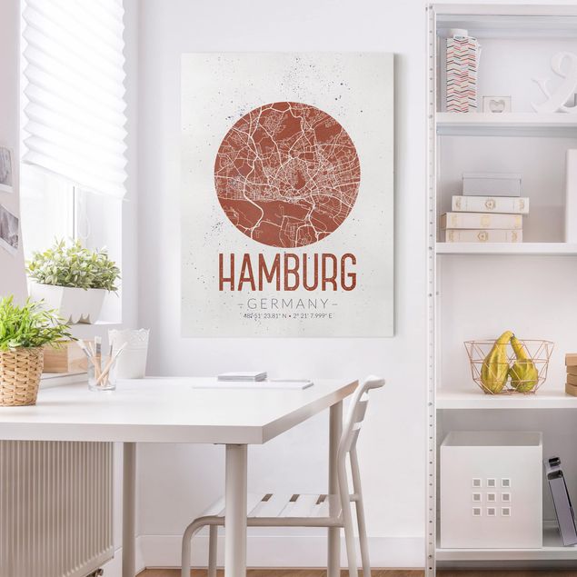 Obrazy na płótnie Hamburg Mapa miasta Hamburg - Retro