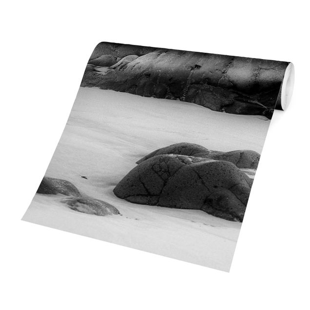 Tapety Skały na plaży, czarno-biały