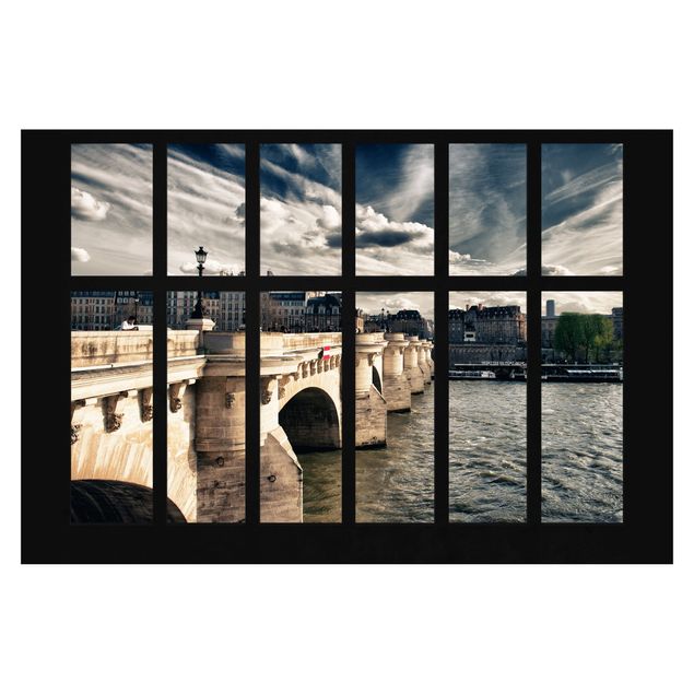 Fototapeta - Okno Mostek Paryż