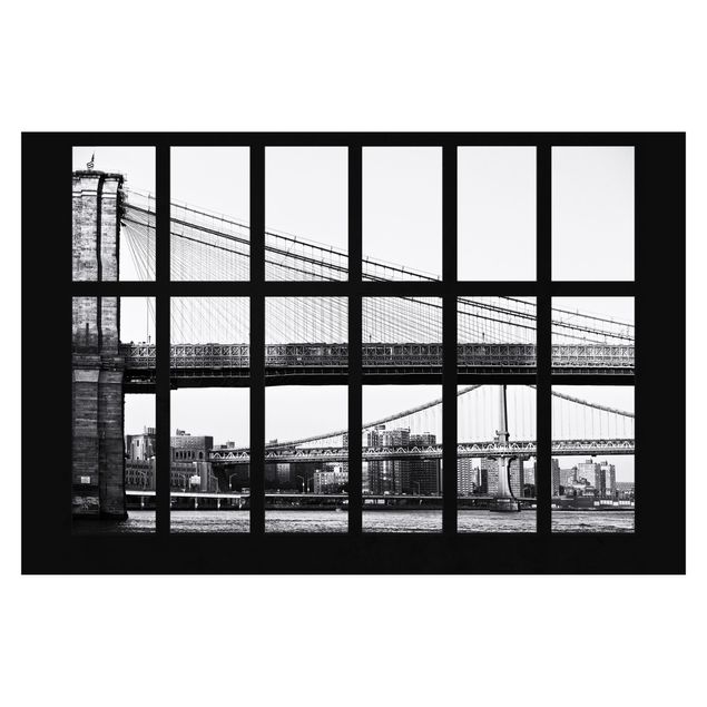 Fototapeta - Okno Mosty Nowy Jork