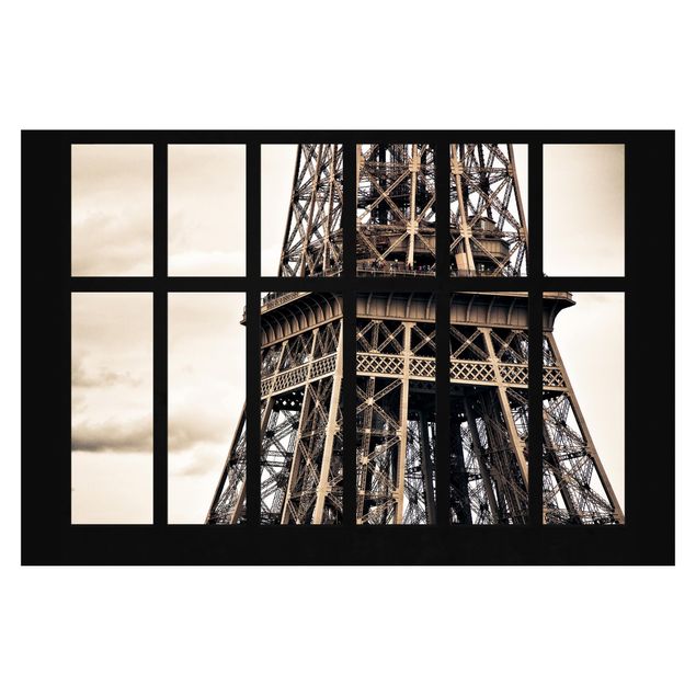 Fototapeta - Okno Wieża Eiffla Paryż