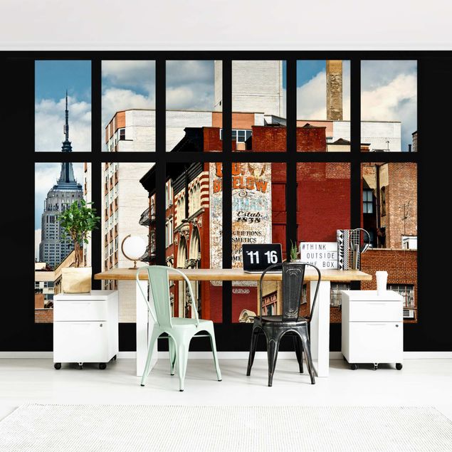 Dekoracja do kuchni Widok z okna na budynek w Nowym Jorku
