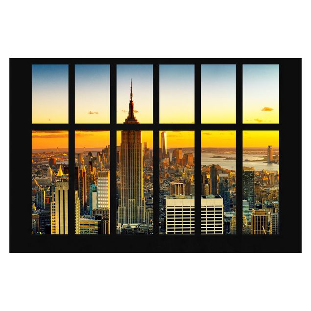 Fototapeta Widok z okna na Manhattan Skyline Zachód słońca