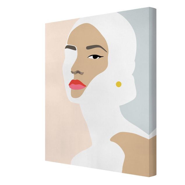 Obrazy line art Line Art Portret kobiety Pastelowa szarość