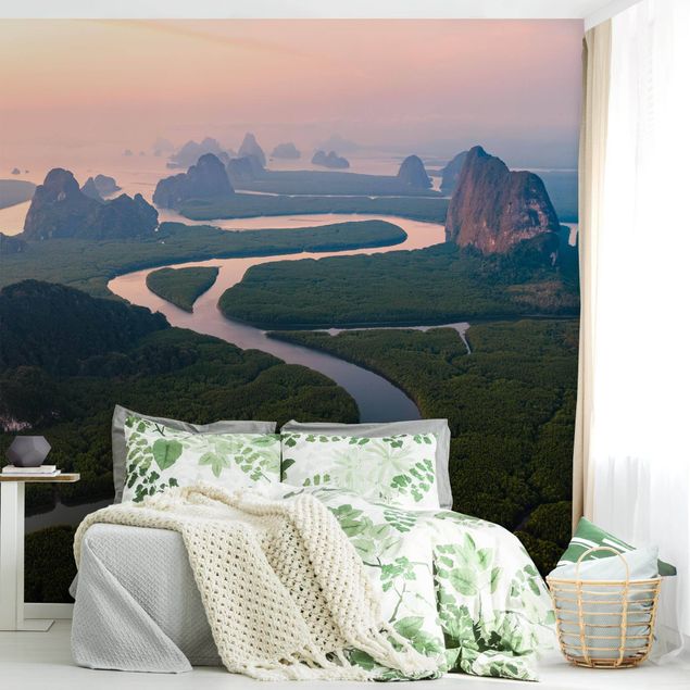 Zielone tapety Krajobraz rzeki w Tajlandii