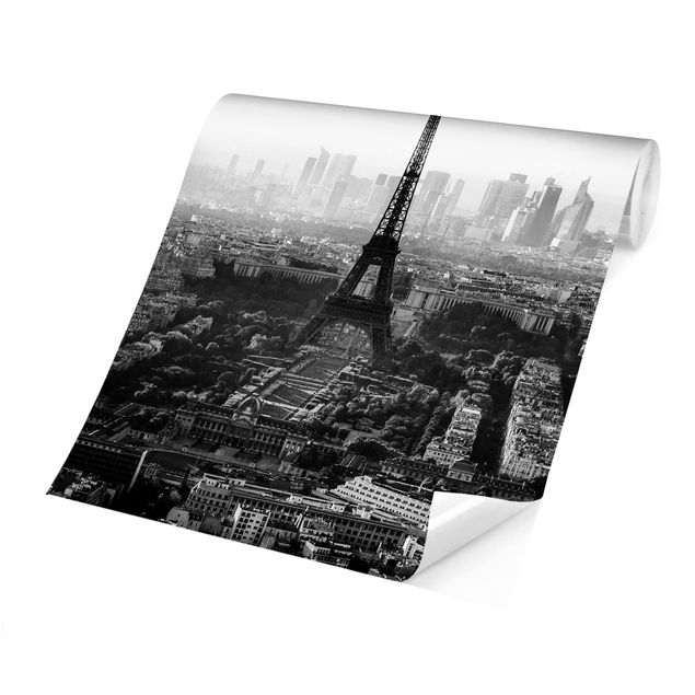 Fototapeta Wieża Eiffla z góry, czarno-biała