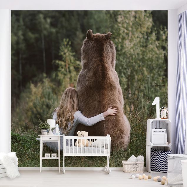 Dekoracja do kuchni Dziewczynka z niedźwiedziem brunatnym