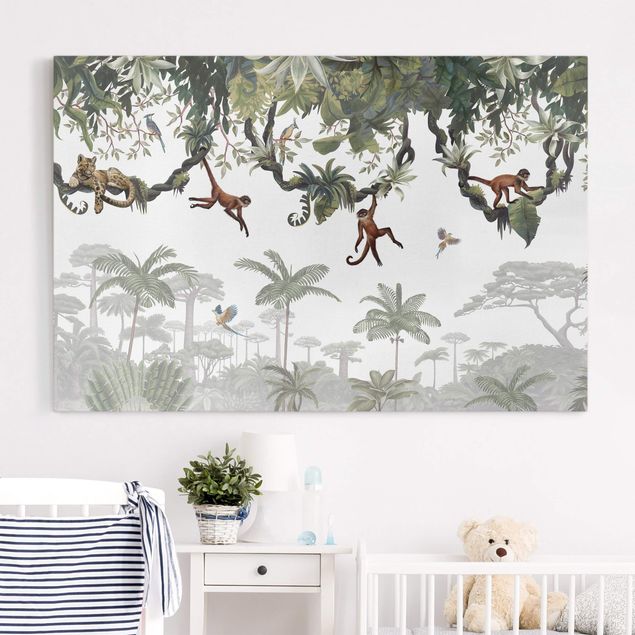 Małpa obraz Figlarne małpki w tropikalnych koronach