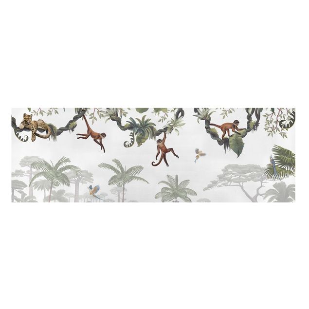 Obrazy drzewa Figlarne małpki w tropikalnych koronach