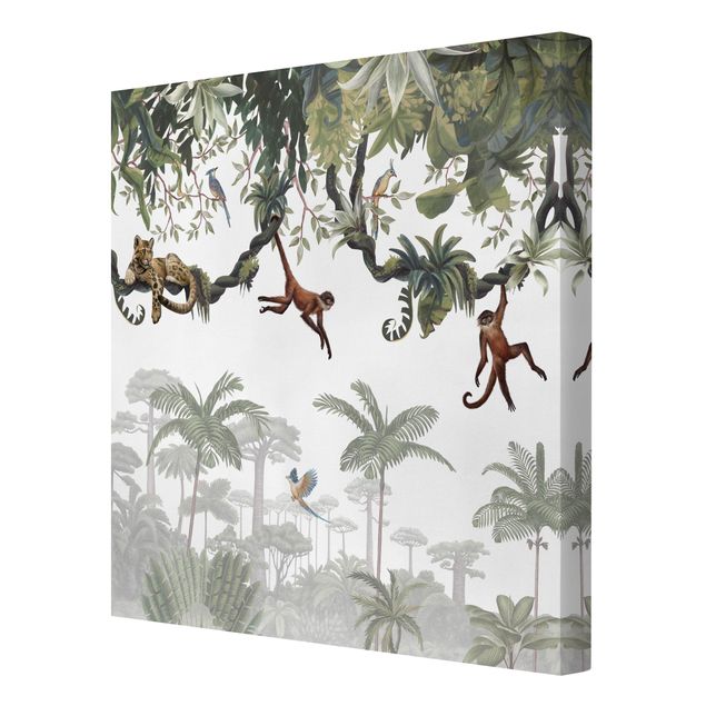 Obrazy krajobraz Figlarne małpki w tropikalnych koronach