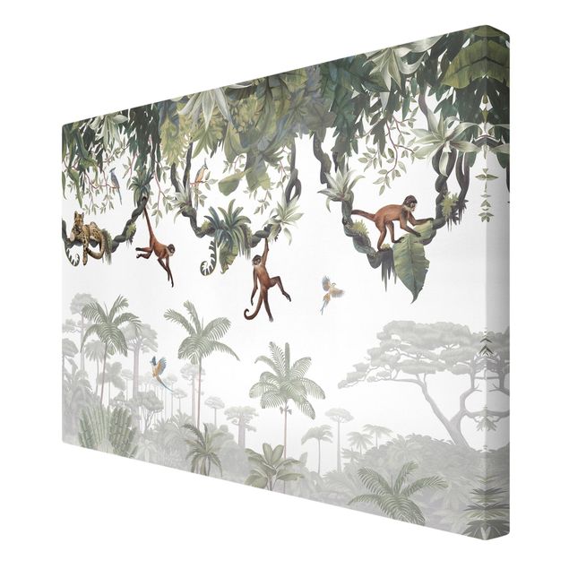 Obrazy na ścianę krajobrazy Figlarne małpki w tropikalnych koronach