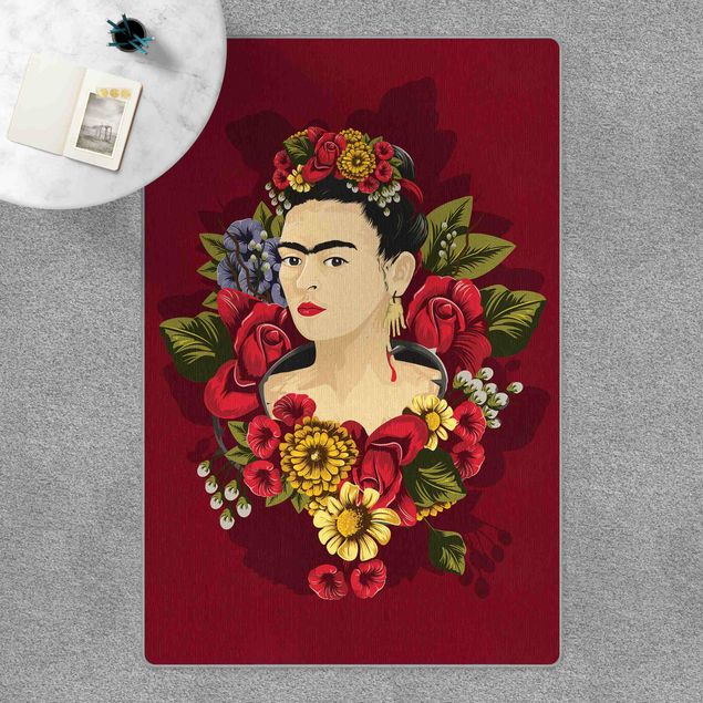 biały dywan Frida Kahlo - Roses