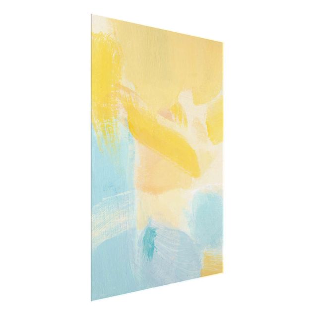 Obrazy do salonu nowoczesne Wiosenna kompozycja w kolorach żółtym i niebieskim