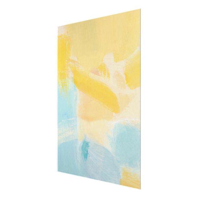 Nowoczesne obrazy Wiosenna kompozycja w kolorach żółtym i niebieskim