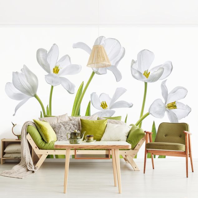Dekoracja do kuchni Pięć białych tulipanów