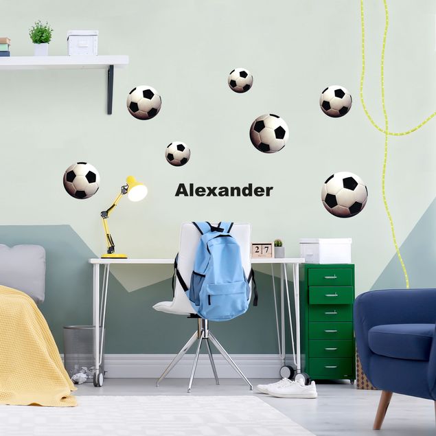 Naklejki na ścianę spersonalizowany tekst Zestaw piłek do piłki nożnej