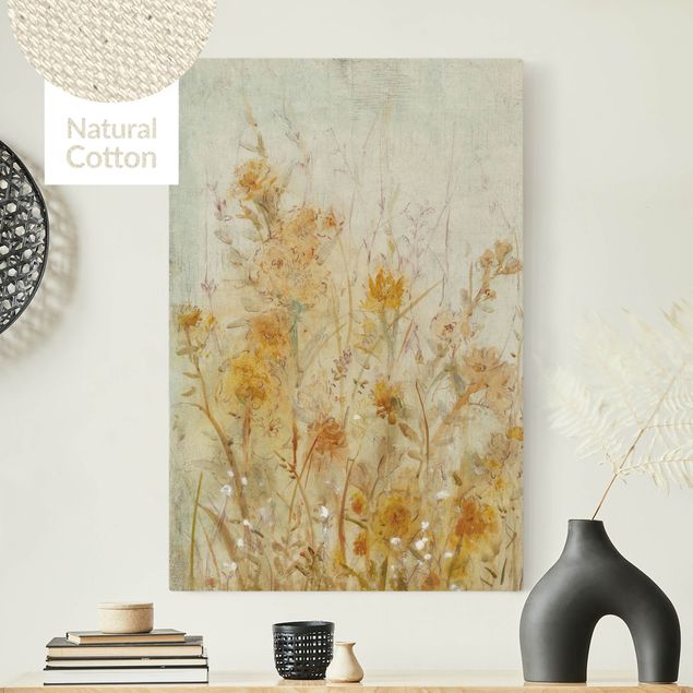 Obrazy do salonu nowoczesne Łąka żółtych dzikich kwiatów