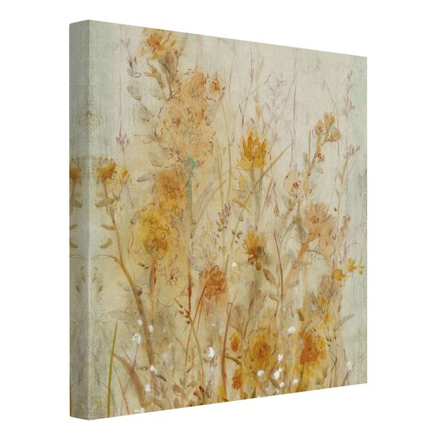 Obrazy drukowane na płótnie Łąka żółtych dzikich kwiatów