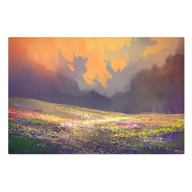 Obrazy z motywem kwiatowym Drawn Anime Landscape