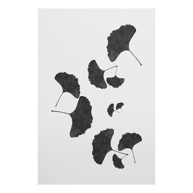 Czarno białe obrazy Kompozycja z miłorzębu japońskiego w czerni i bieli