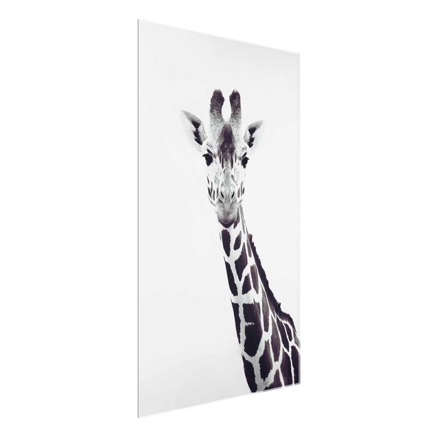 Żyrafa obraz Portret żyrafy w czerni i bieli