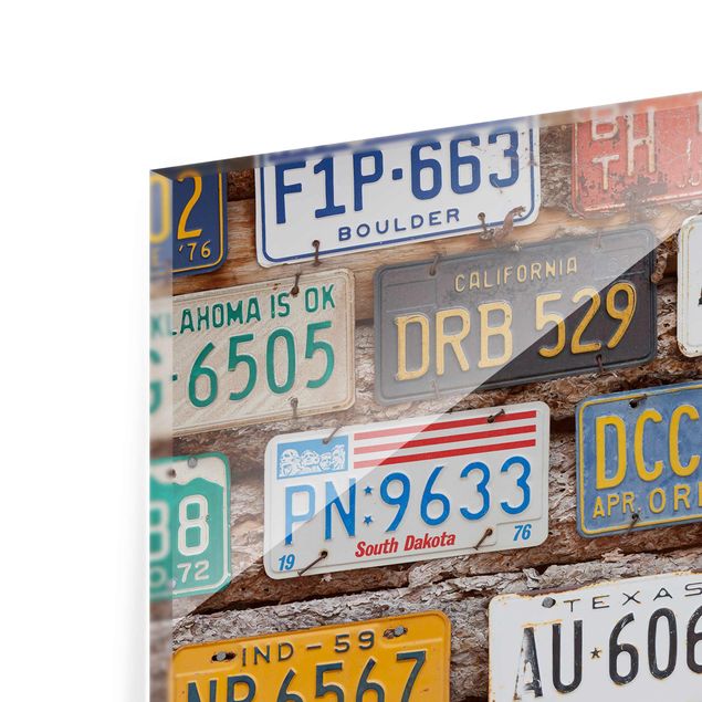 Obrazy Amerykańskie tablice rejestracyjne na drewnie