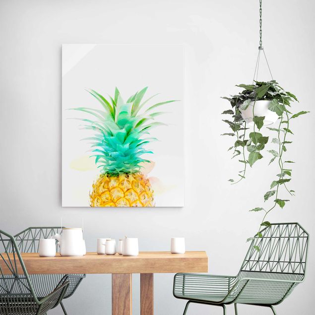 Obrazy na szkle portret Akwarela ananasowa