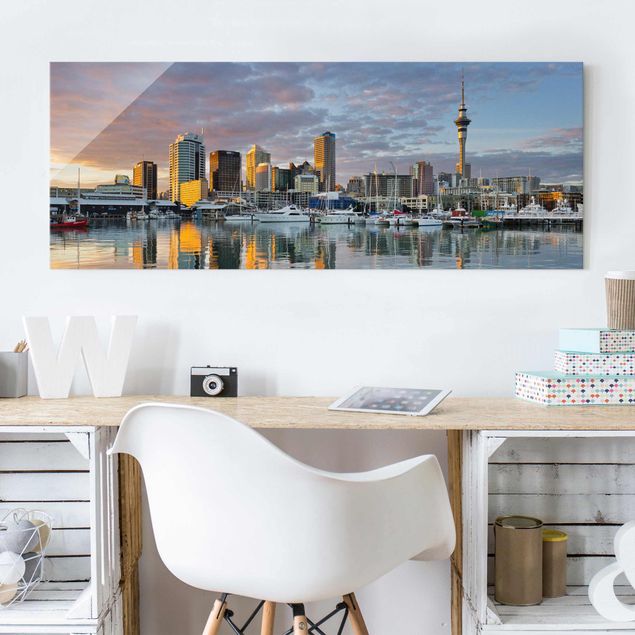 Obrazy na szkle architektura i horyzont Zachód słońca w Auckland