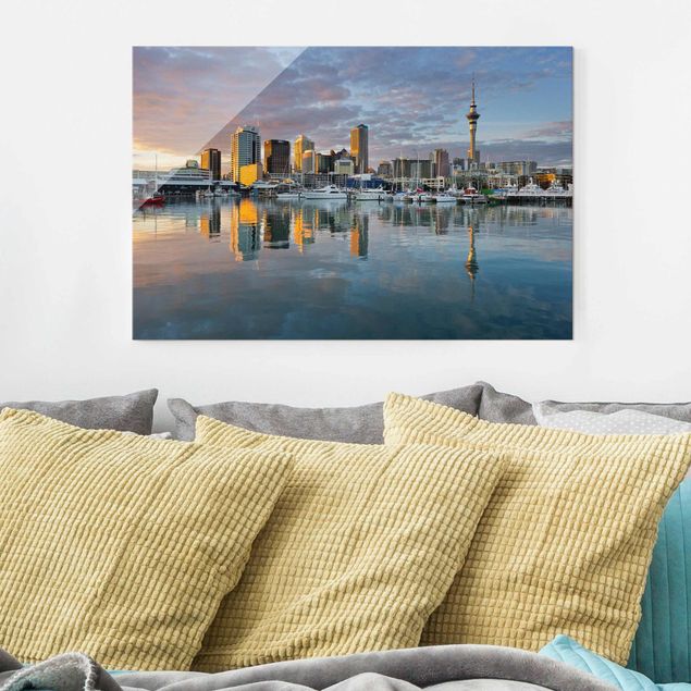 Obrazy na szkle architektura i horyzont Zachód słońca w Auckland