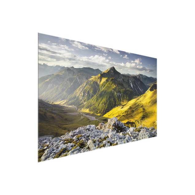 Obrazy na szkle krajobraz Góry i dolina w Alpach Lechtalskich w Tyrolu