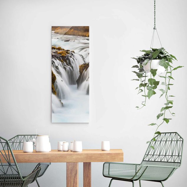 Obrazy na szkle portret Wodospad Brúarfoss na Islandii