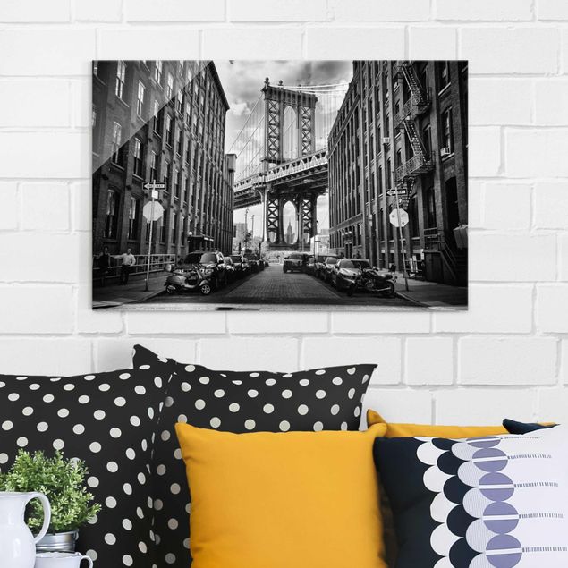 Obrazy na szkle architektura i horyzont Most Manhattan w Ameryce