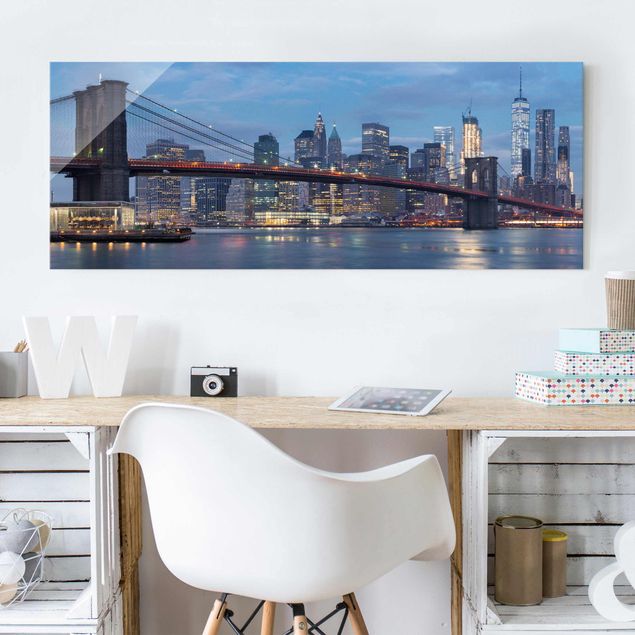 Obrazy na szkle architektura i horyzont Most Brooklyński Manhattan Nowy Jork