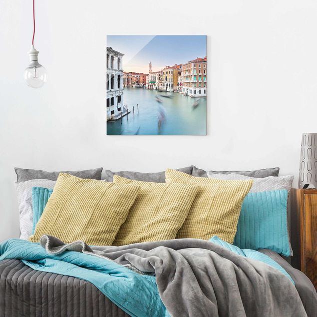 Obrazy na szkle kwadrat Canale Grande Widok z mostu Rialto Wenecja