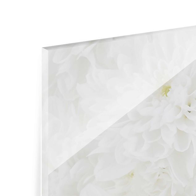 Glas Magnettafel Dahlie Morze kwiatów białe