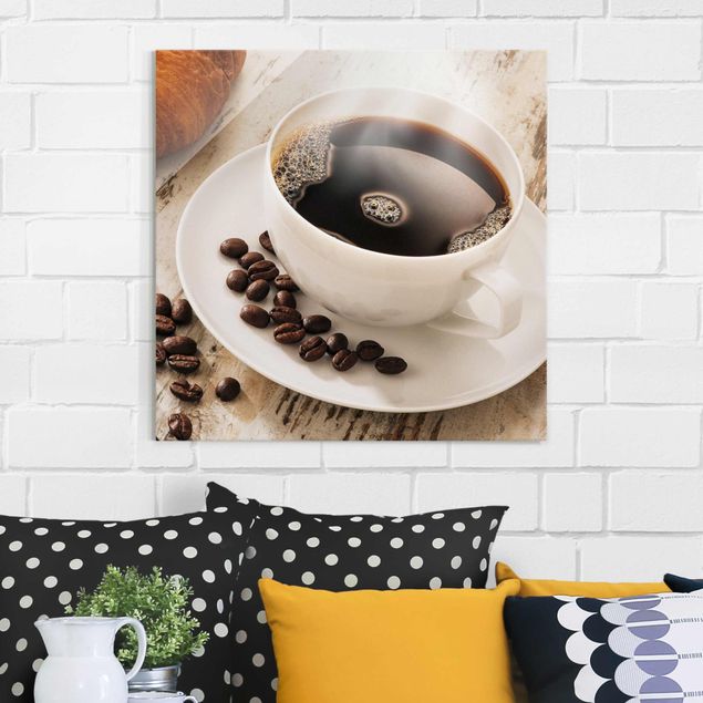 Obrazy z kawą Filiżanka kawy z ziarnami kawy