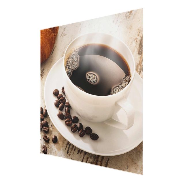 Glas Magnetboard Filiżanka kawy z ziarnami kawy