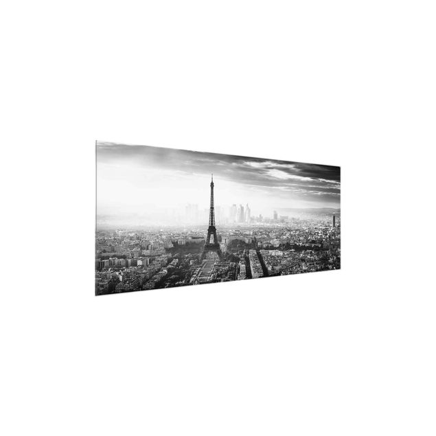 Obrazy na szkle panorama Wieża Eiffla z góry, czarno-biała