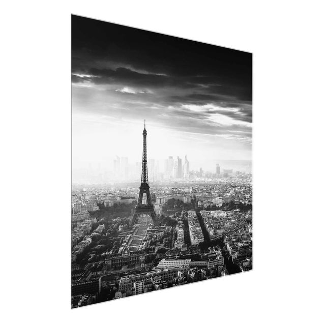 Obrazy Paryż Wieża Eiffla z góry, czarno-biała