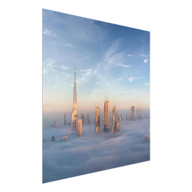 Obrazy na szkle kwadrat Dubaj ponad chmurami