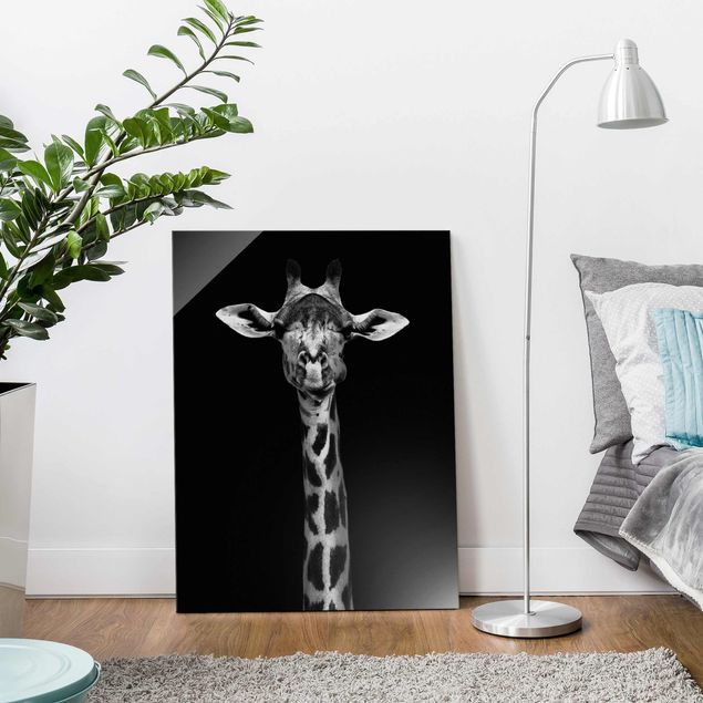 Obrazy do salonu nowoczesne Portret ciemnej żyrafy