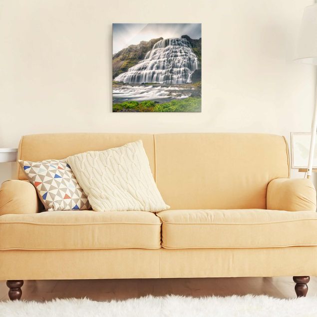 Obrazy na szkle krajobraz Wodospad Dynjandi