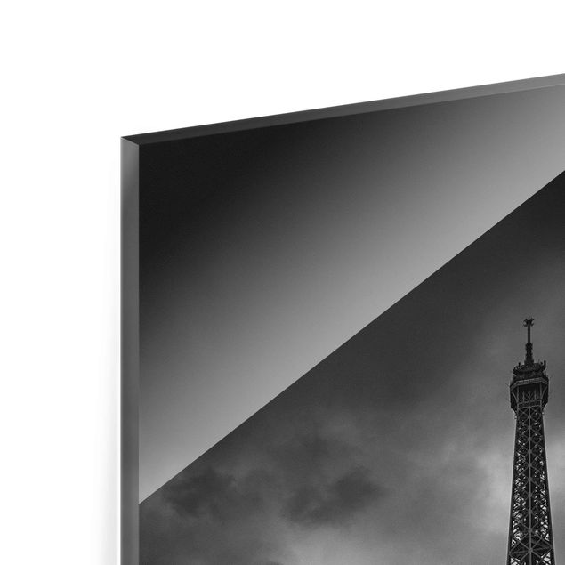 Obrazy Paryż Wieża Eiffla na tle chmur, czarno-biała