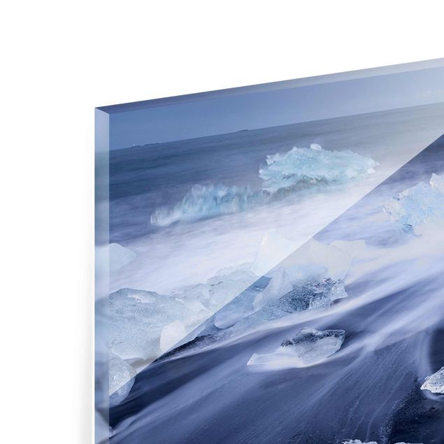 Morze obraz Drobiny lodu na plaży we wschodniej Islandii