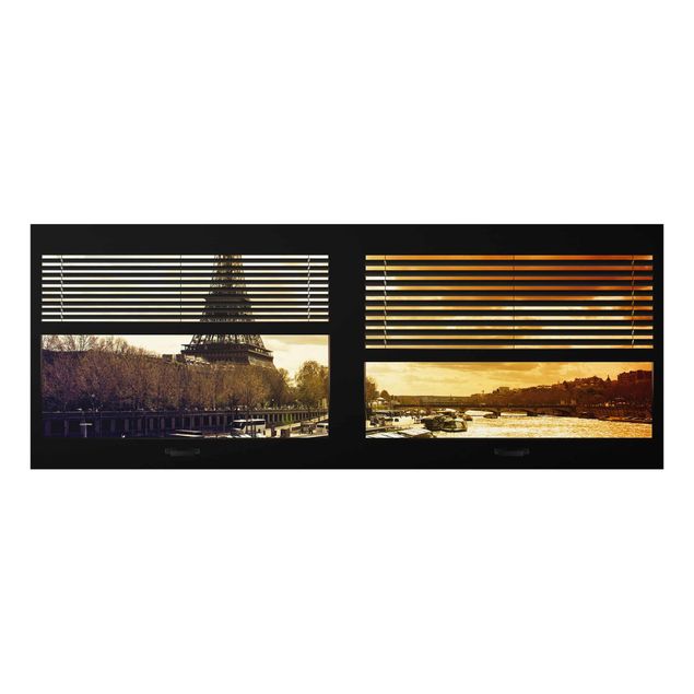 Obrazy paryża Zasłony widokowe na okna - Paryż Wieża Eiffla Zachód słońca