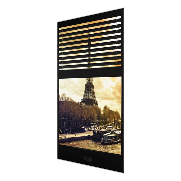 Obrazy na szkle Paryż Zasłony widokowe na okna - Paryż Wieża Eiffla Zachód słońca