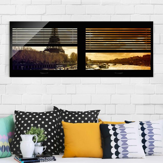 Obrazy na szkle architektura i horyzont Zasłony widokowe na okna - Paryż Wieża Eiffla Zachód słońca