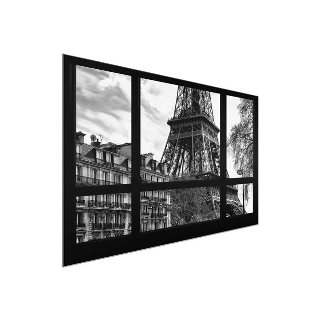 Obrazy na szkle kwadrat Widok z okna na Paryż - blisko wieży Eiffla